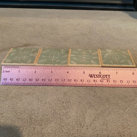 Set of 4 Wood Block Rubber Stamps Leaves Hero Arts - Picture 8 of 8